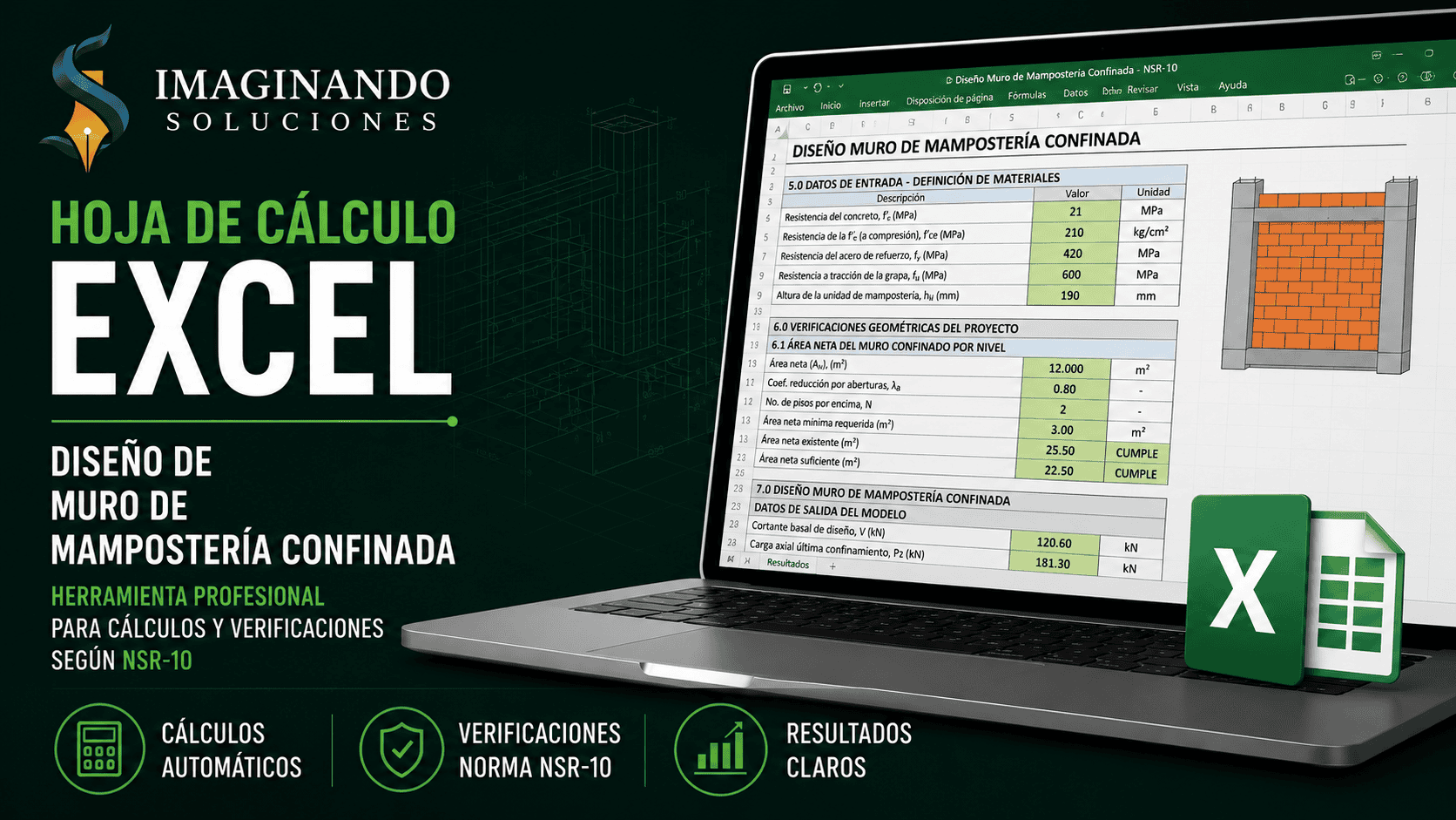 Hoja de Cálculo Profesional para Diseño de Muros de Mampostería Confinada según NSR-10