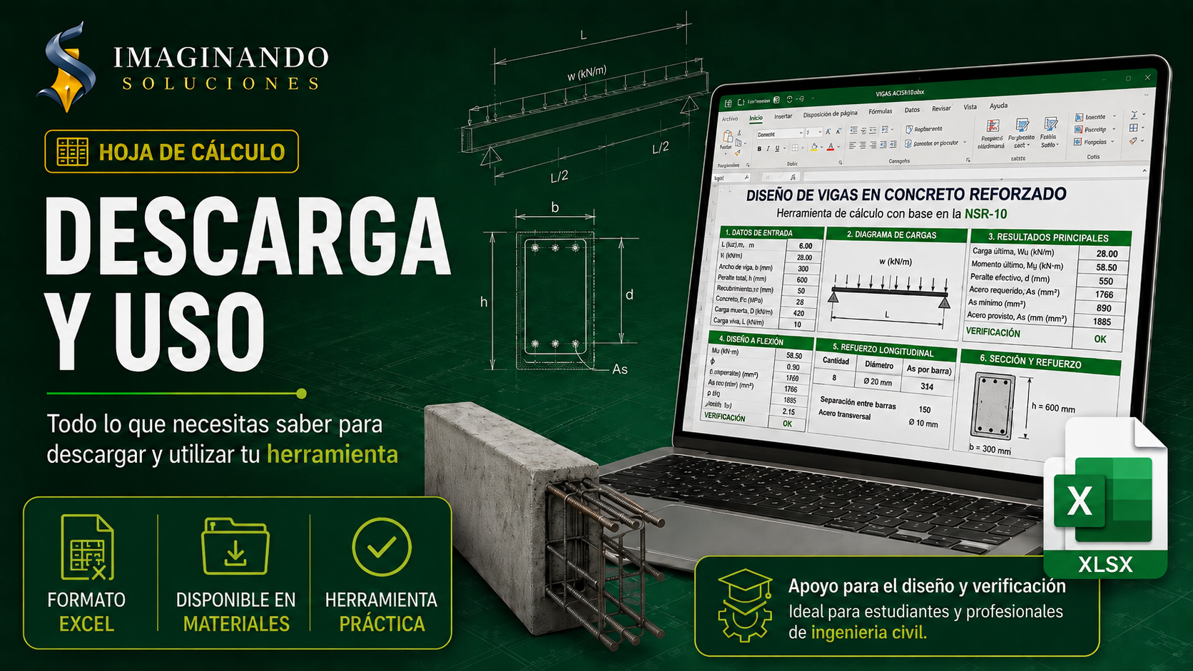 Hoja de Cálculo | Diseño de Vigas de Concreto Reforzado según NSR-10