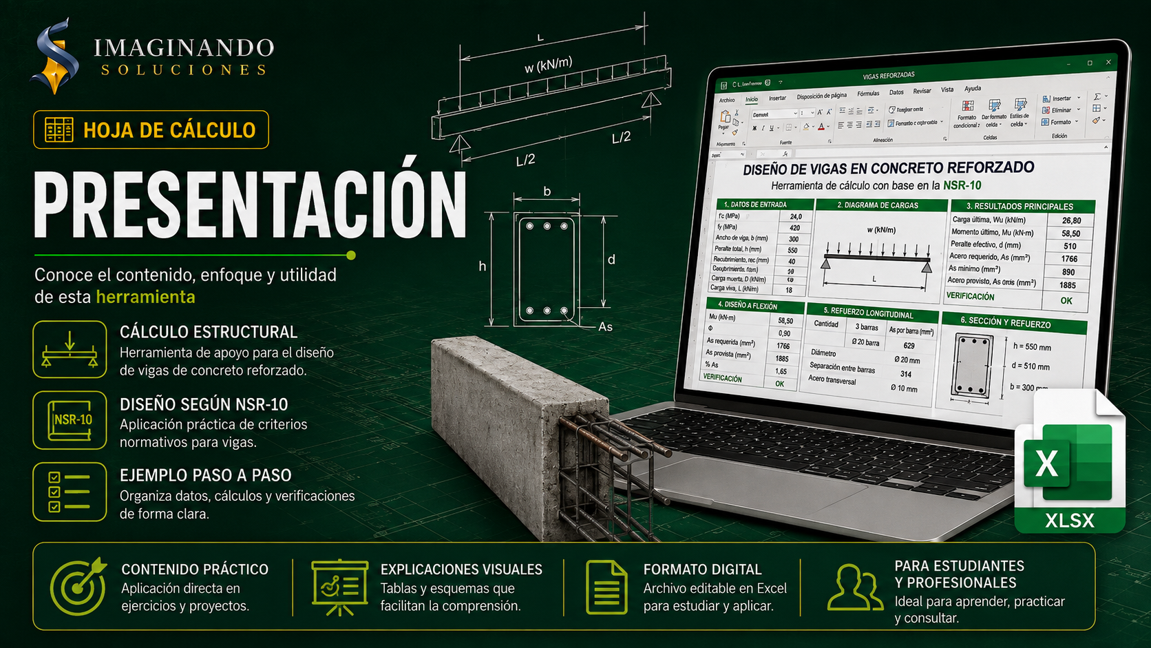 Hoja de Cálculo | Diseño de Vigas de Concreto Reforzado según NSR-10